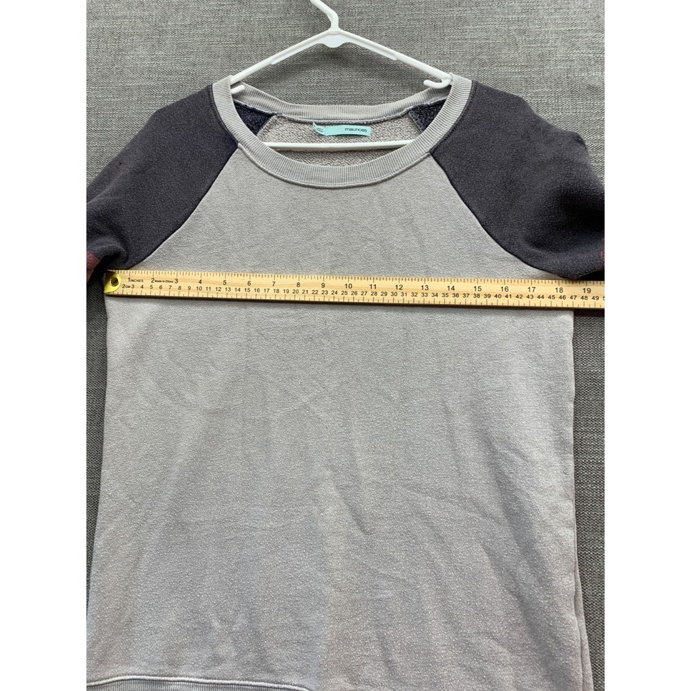 Maurices Sweatshirt Womens Small Gray Varsity Stripe Fleece Lined Raglan Sleeve - Picture 6 of 10